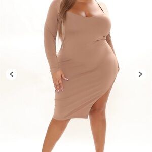 Elegant Tan Long Sleeve Dress